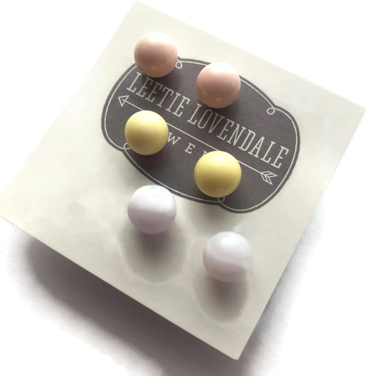 Pastel Tones Stud Earring Set | 8mm Vintage Lucite Triple Studs Set