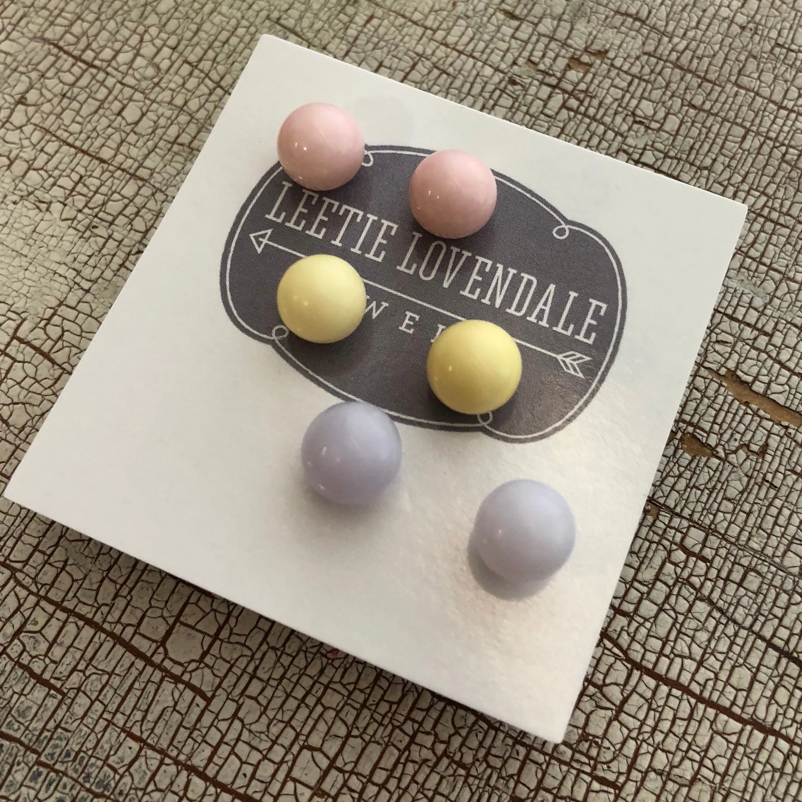 Pastel Tones Stud Earring Set | 8mm Vintage Lucite Triple Studs Set