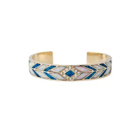 PAVE BLUE OPAL   CHEVRON OPAL INLAY CUFF BRACELET