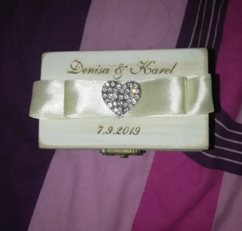 Personalized Wood Wedding Ring Box-Ring Bearer Box with Bow Detail