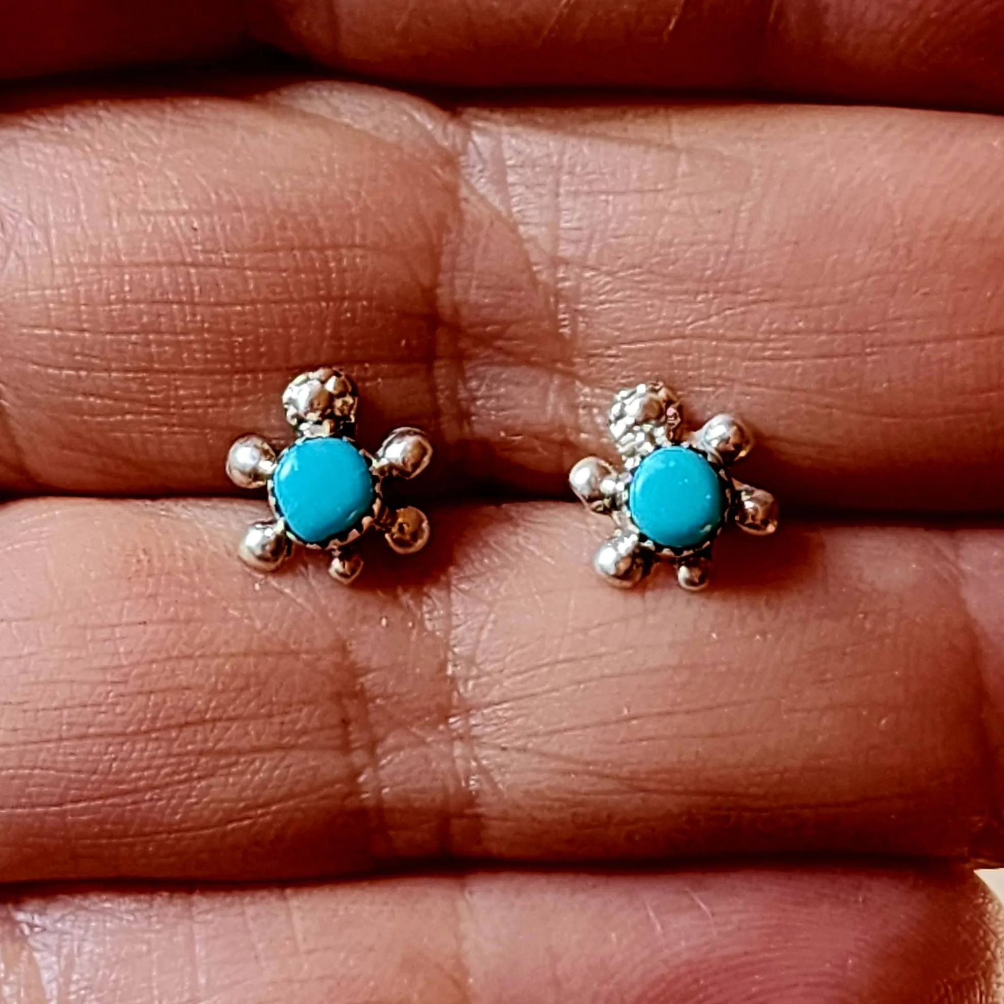Petit Turquoise Turtle Post Earrings