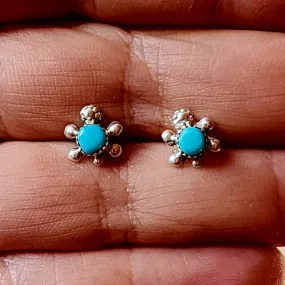 Petit Turquoise Turtle Post Earrings