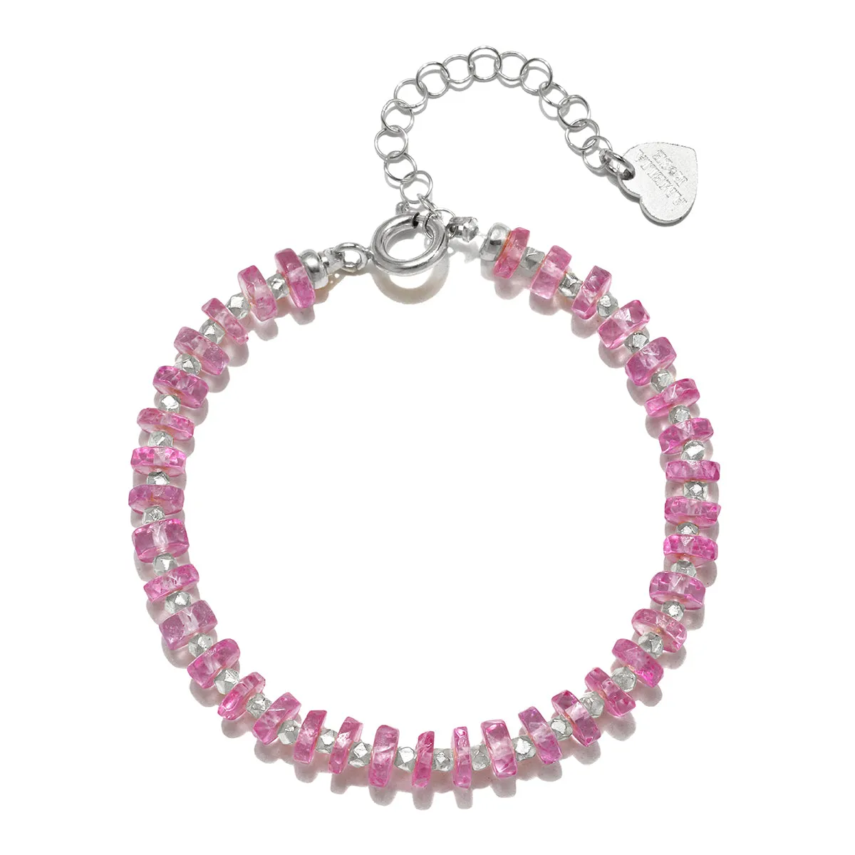 Pink Topaz Gemstone Heishi Bracelet