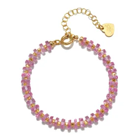 Pink Topaz Gemstone Heishi Bracelet