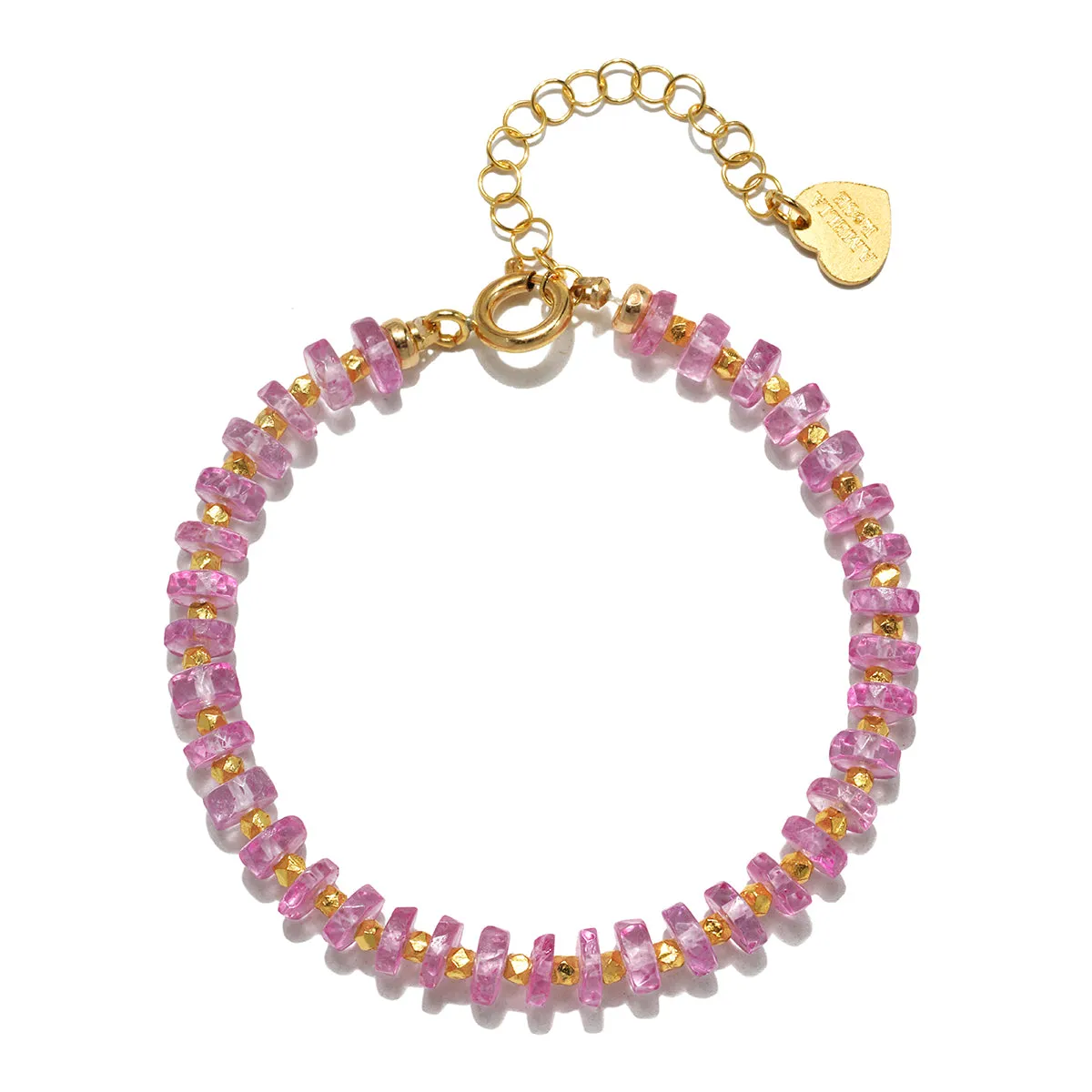 Pink Topaz Gemstone Heishi Bracelet
