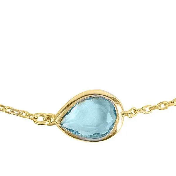 Pisa Mini Teardrop Bracelet Gold Blue Topaz