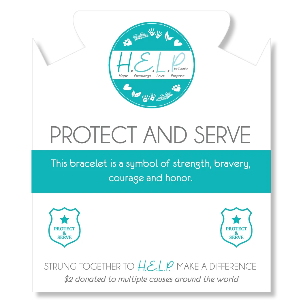 Police Protect and Serve Charm with Blue Opal Jade Charity Bracelet