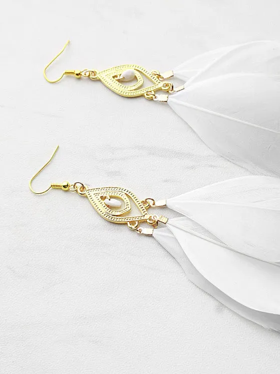 Popular Feather Embellished Drop Earrings