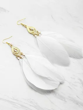 Popular Feather Embellished Drop Earrings