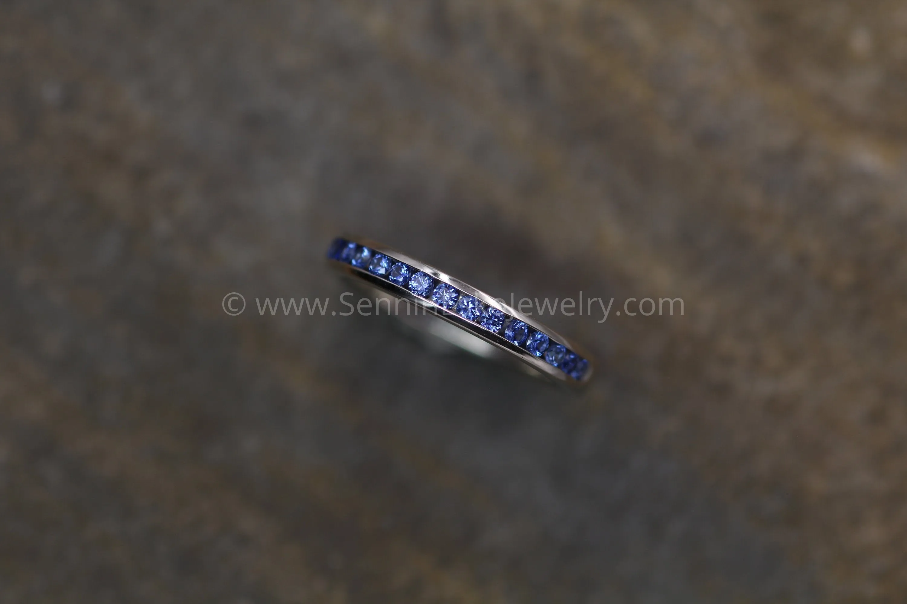 Precision cut Ceylon Color Sapphire Channel Ring - Natural Sapphire Wedding Band