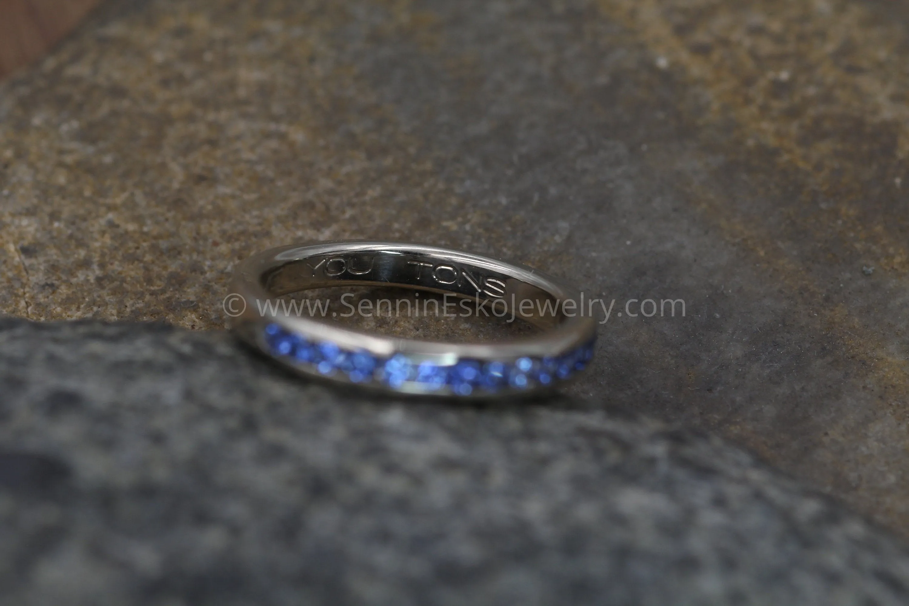 Precision cut Ceylon Color Sapphire Channel Ring - Natural Sapphire Wedding Band