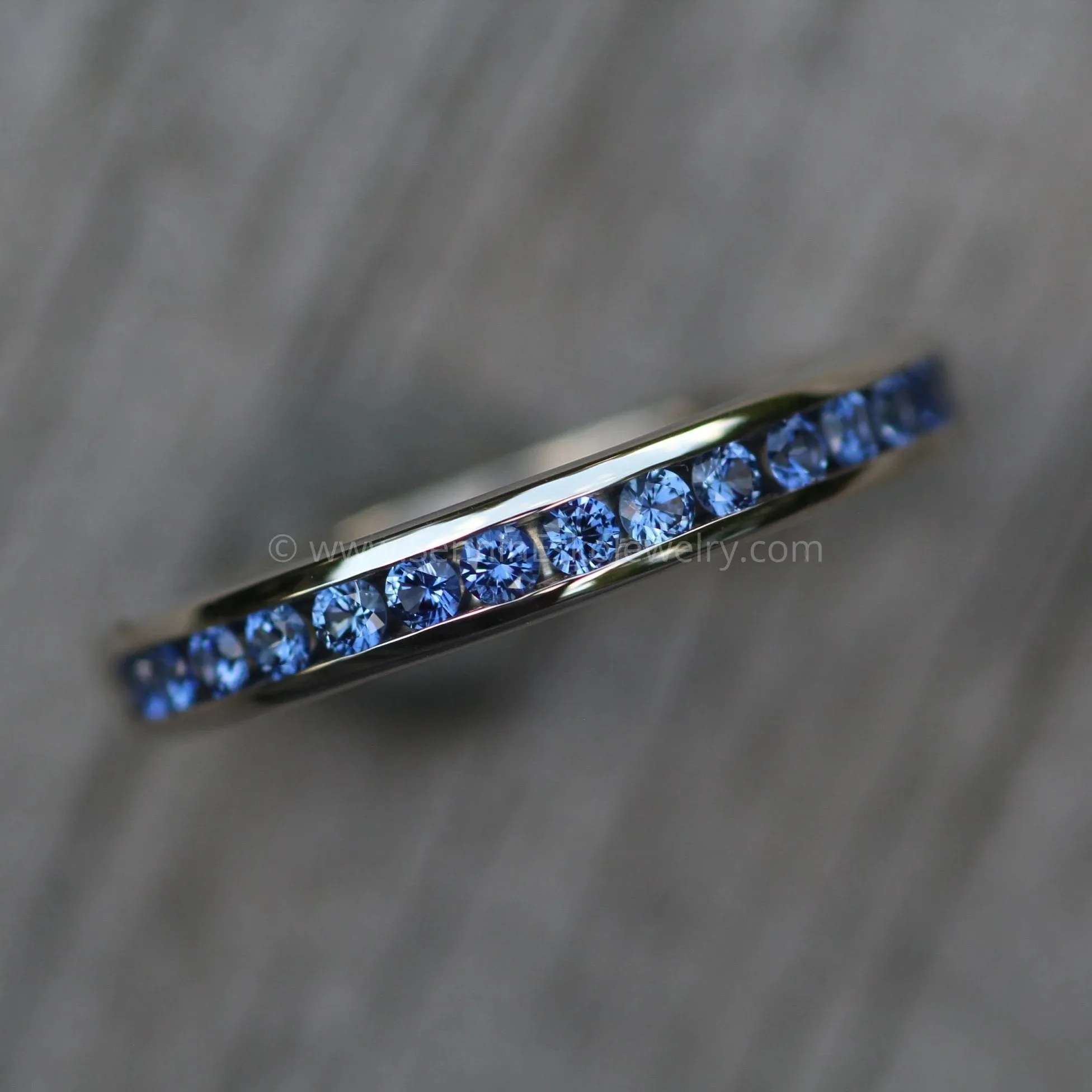 Precision cut Ceylon Color Sapphire Channel Ring - Natural Sapphire Wedding Band