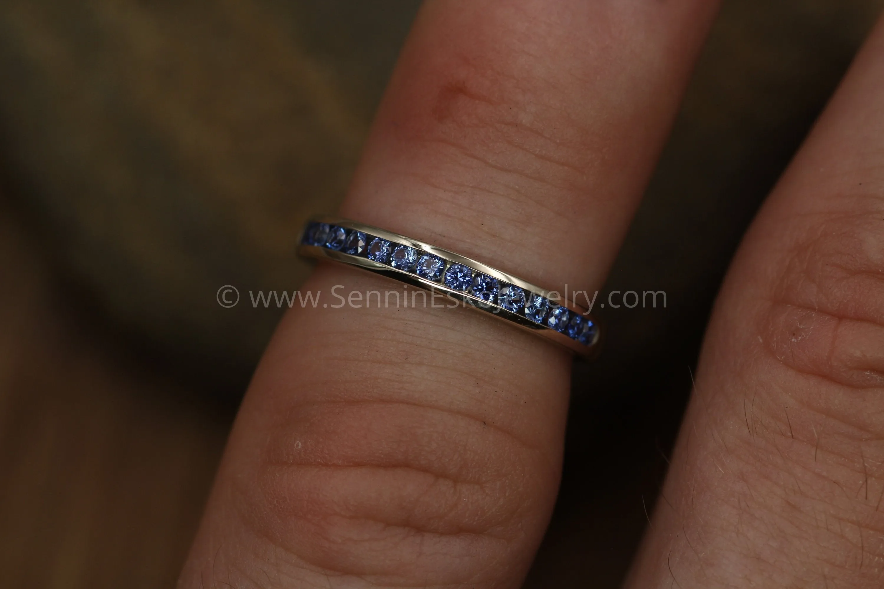 Precision cut Ceylon Color Sapphire Channel Ring - Natural Sapphire Wedding Band