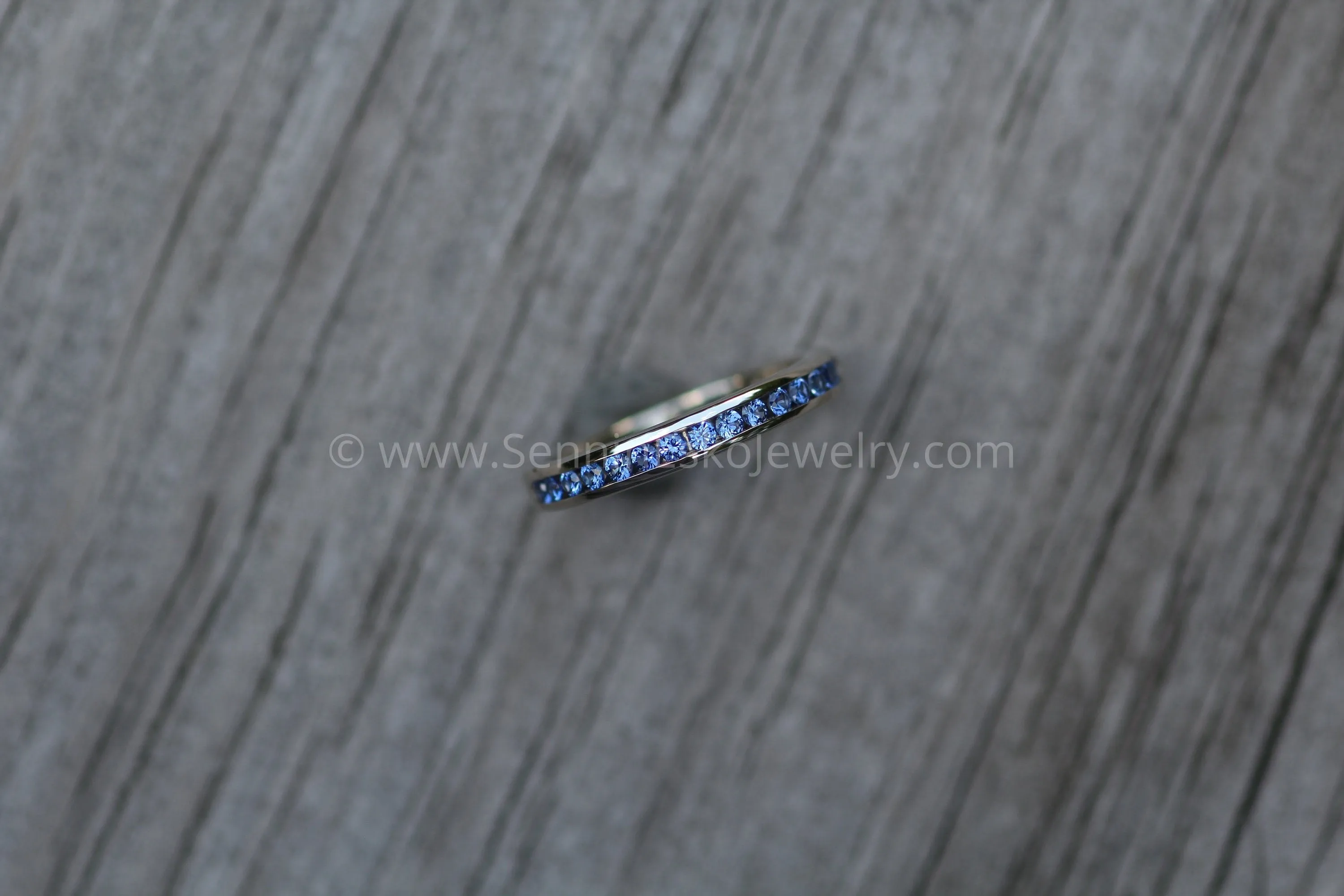Precision cut Ceylon Color Sapphire Channel Ring - Natural Sapphire Wedding Band