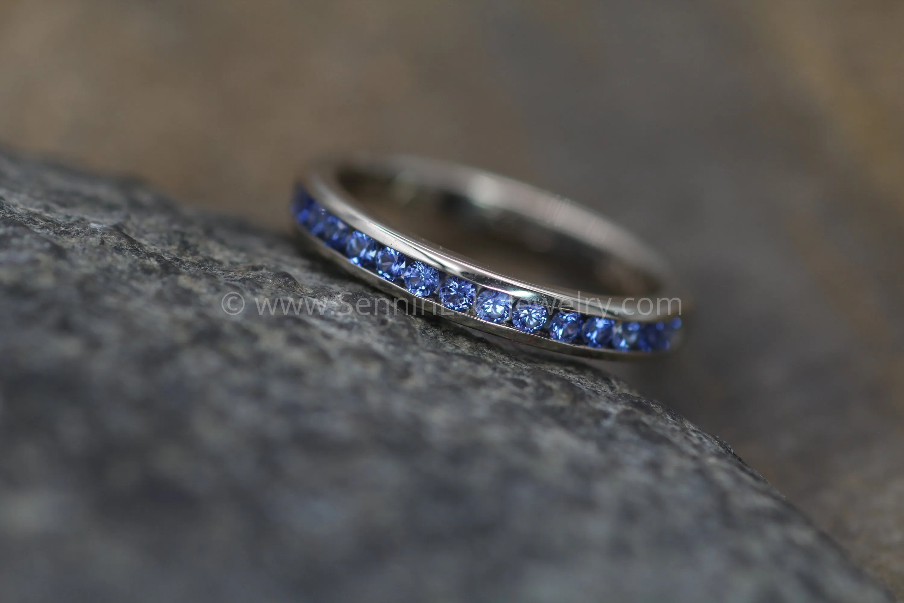 Precision cut Ceylon Color Sapphire Channel Ring - Natural Sapphire Wedding Band
