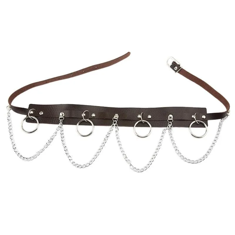 PU leather o ring metal chain belt