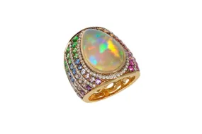Rainbow Opal Ring
