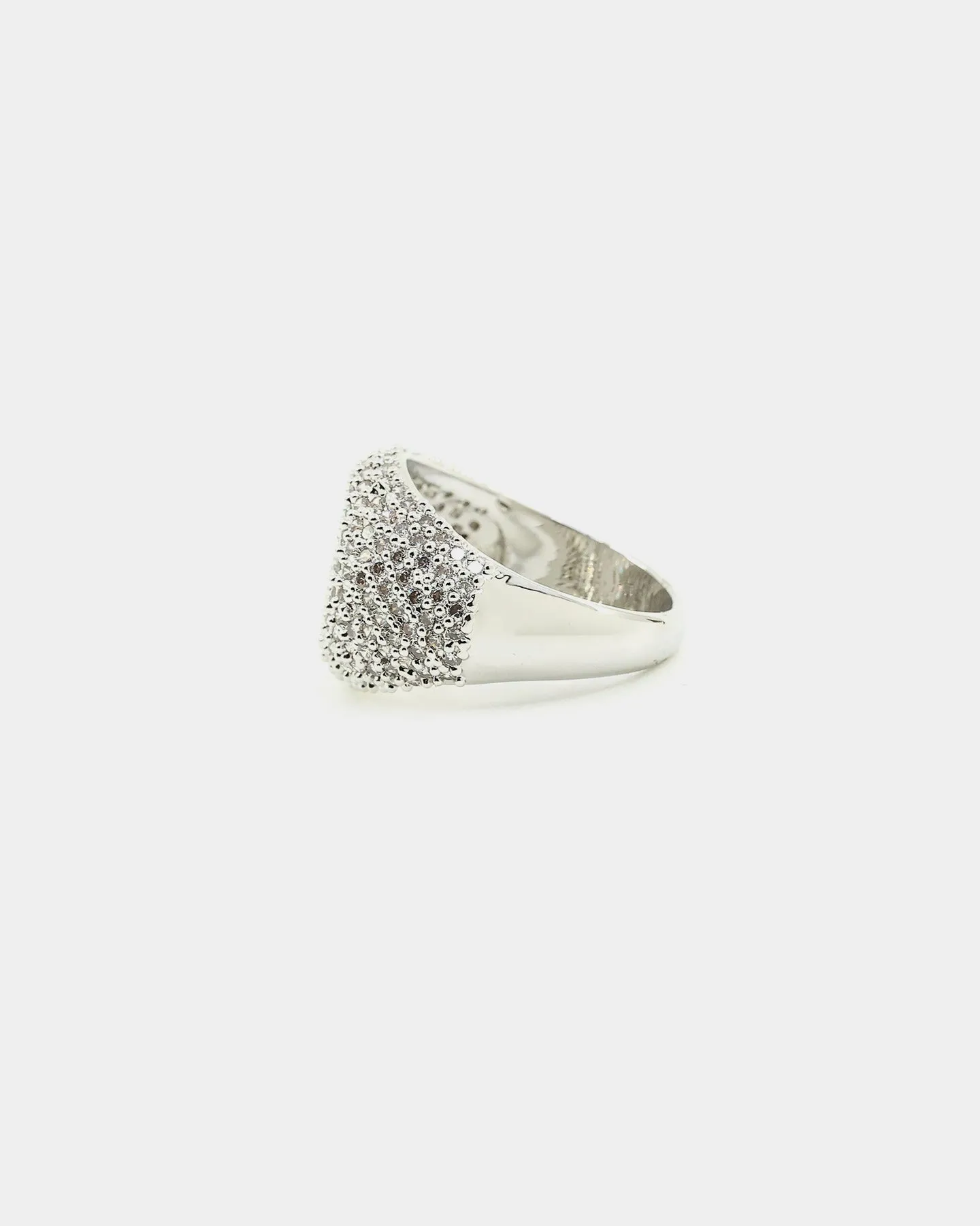 Raising Hell Women's White Ice Signet Ring Iced White Gold