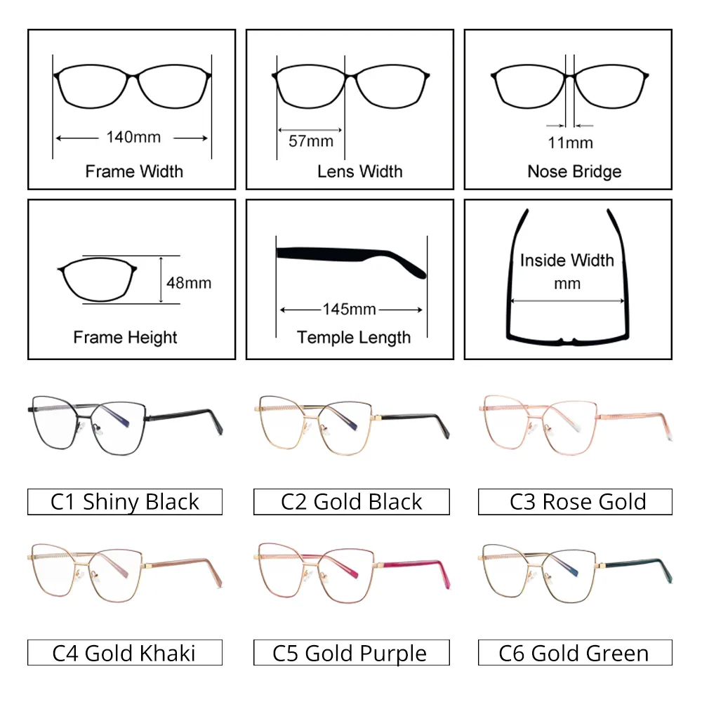 Ralferty Women's Eyeglasses Anti Blue Alloy 3002