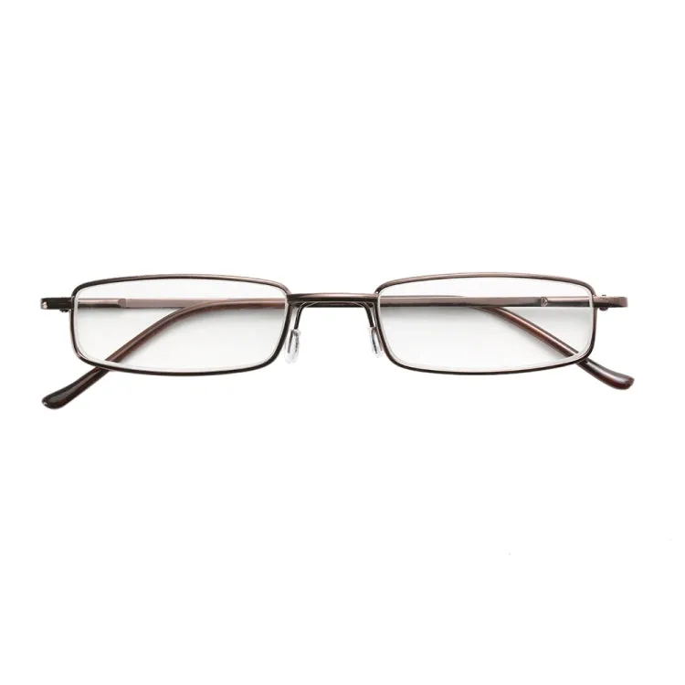 Reading Glasses Metal Spring Foot Portable Presbyopic Glasses with Tube Case  1.50D(Brown)
