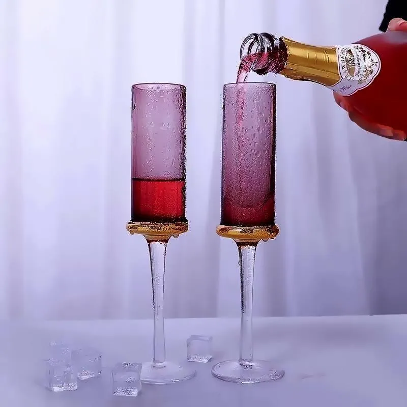 Red Champagne Glasses (Set of 4) - CLEARANCE ITEM