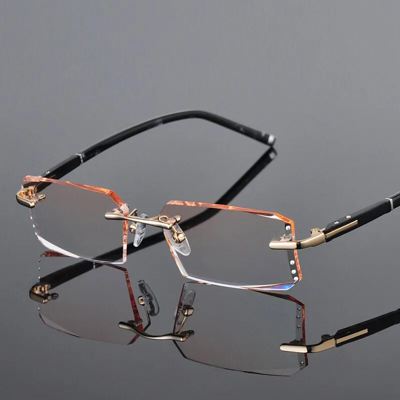 Reven Jate Men's Rimless Square Alloy Eyeglasses R58003