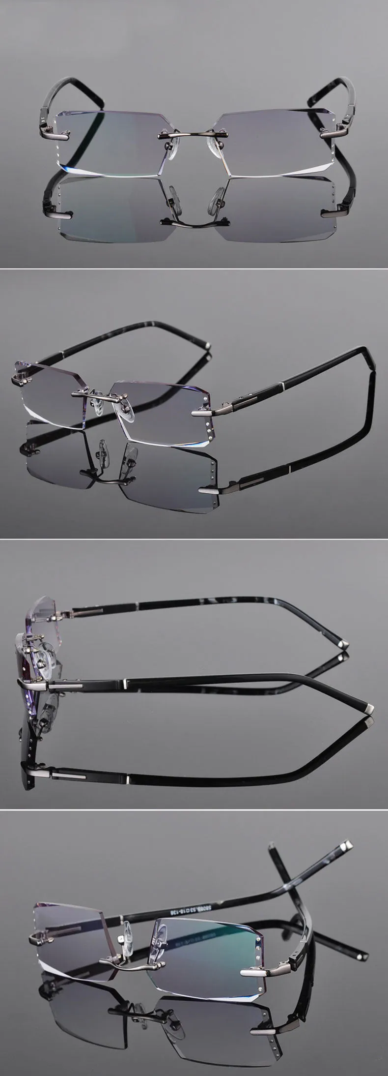 Reven Jate Men's Rimless Square Alloy Eyeglasses R58003