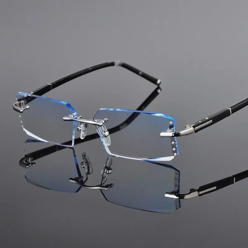 Reven Jate Men's Rimless Square Alloy Eyeglasses R58003