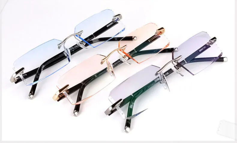 Reven Jate Men's Rimless Square Alloy Eyeglasses R58003