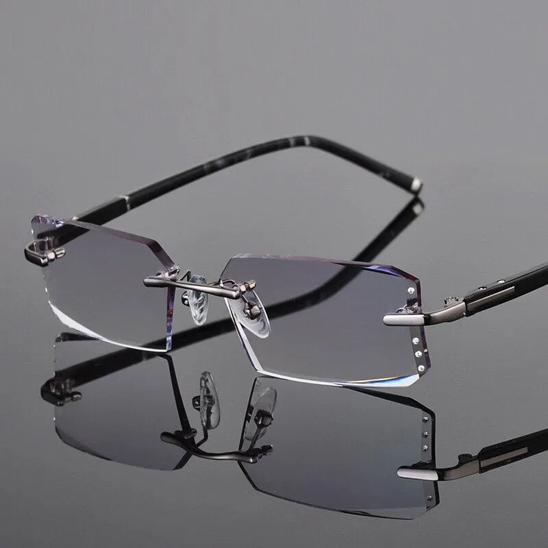 Reven Jate Men's Rimless Square Alloy Eyeglasses R58003