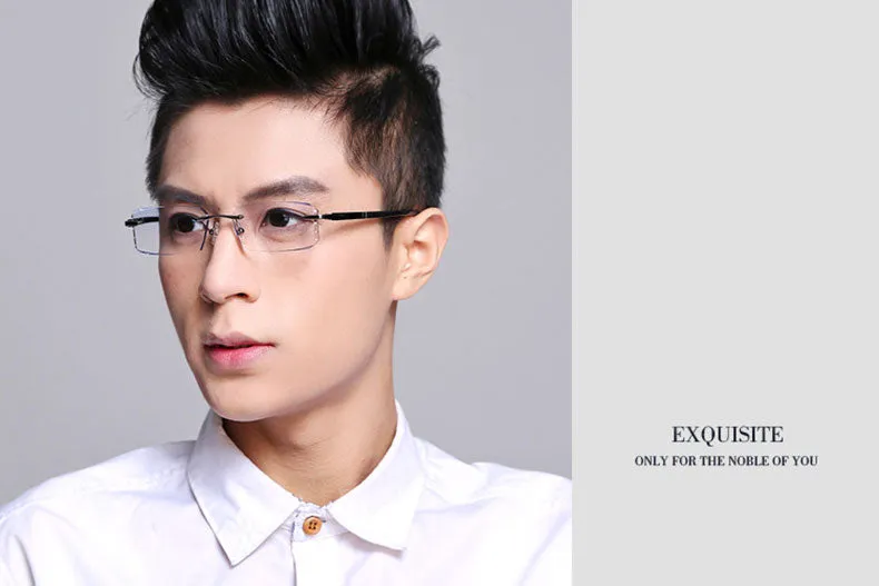 Reven Jate Men's Rimless Square Alloy Eyeglasses R58003