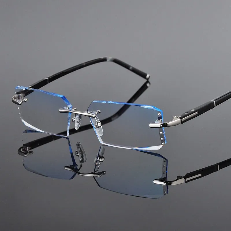 Reven Jate Men's Rimless Square Alloy Eyeglasses R58003