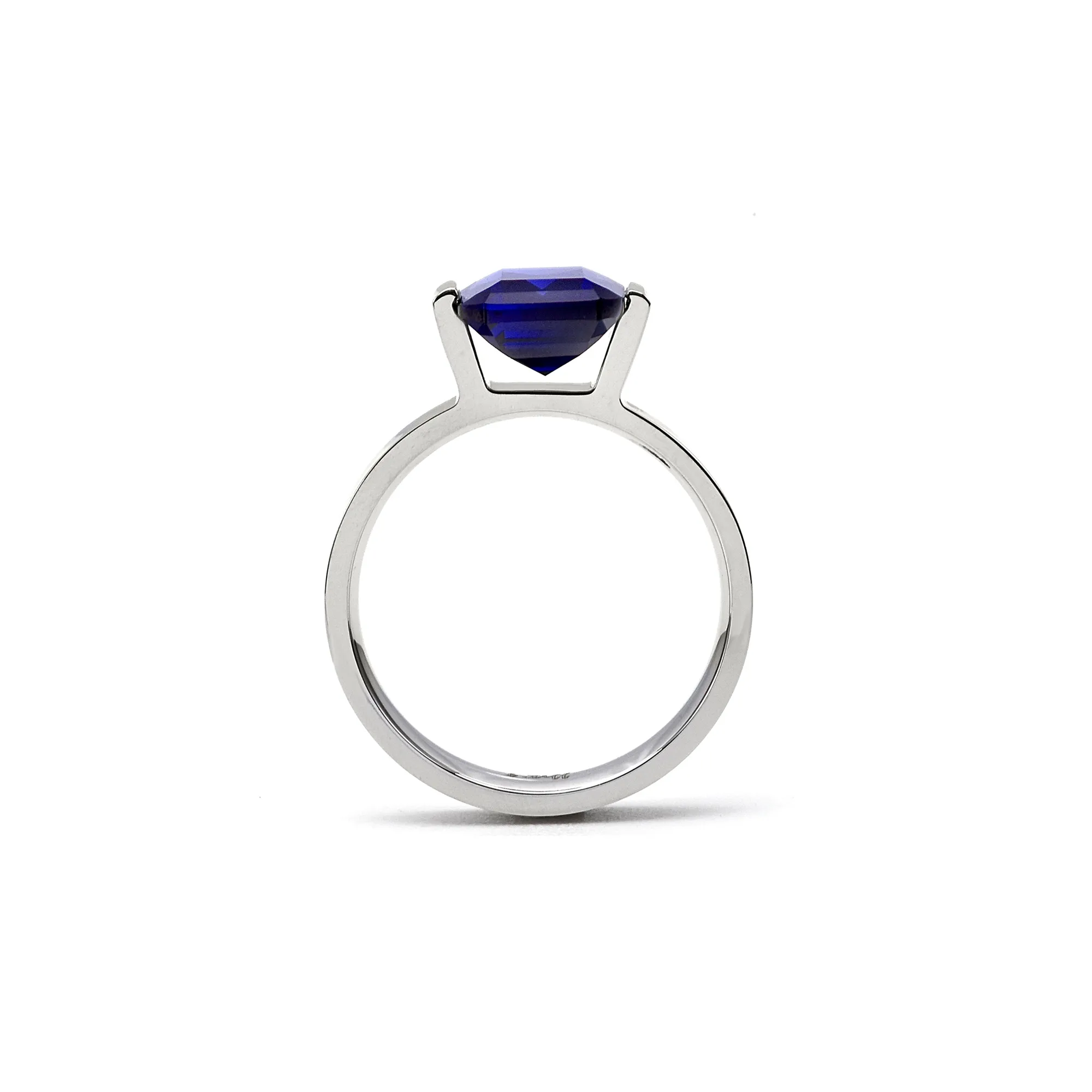 RG210BL B.Tiff 3 ct Blue Emerald Cut Stainless Steel Engagement Ring