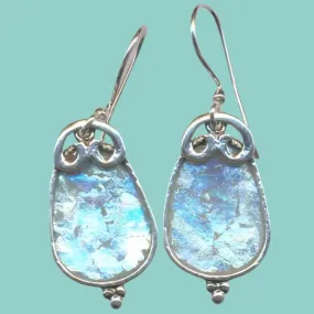 Roman Glass Earrings, Dangling Earrings , Israeli Roman Glass Jewelry