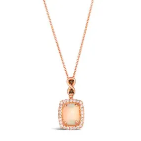 Rose Gold Opal Pendant with Chocolate and Vanilla Diamonds