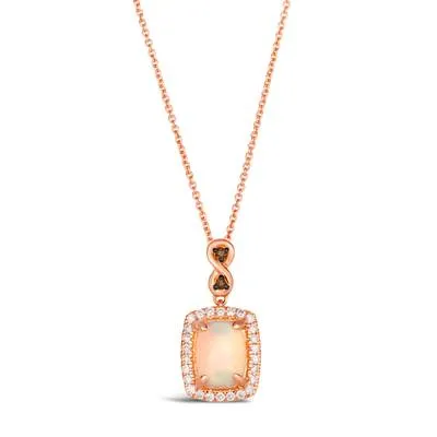 Rose Gold Opal Pendant with Chocolate and Vanilla Diamonds