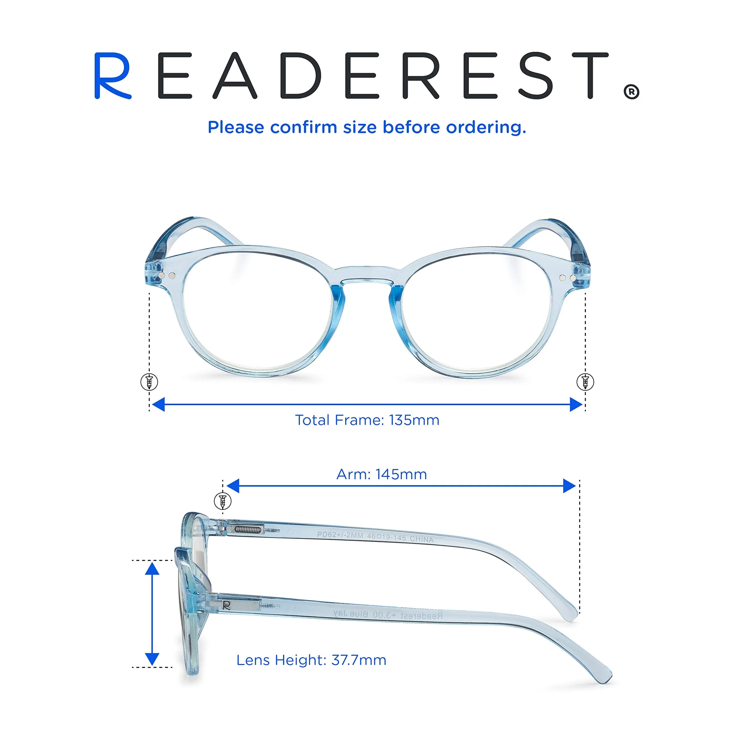 Round-Blue-Light-Blocking-Reading-Glasses-Light-Blue-1-00-Magnification-Computer-Glasses