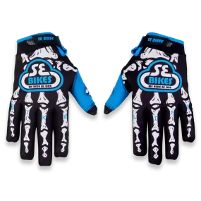 SE Skeleton Bike Life Gloves - Black/Blue