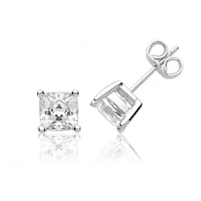Silver & Co Single Stone Cushion Cut Earrings SEG0098