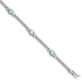 Silver Oval Stones Blue Topaz Gemstone Bracelet