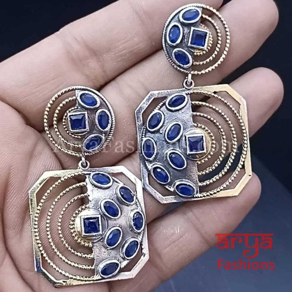 Silver Oxidized Dual Tone Designer Earrings