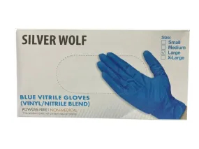 Silver Wolf Blue Vitrile Gloves (Vinly/Nitrile Blend) per box | Model : GLOVE-SW