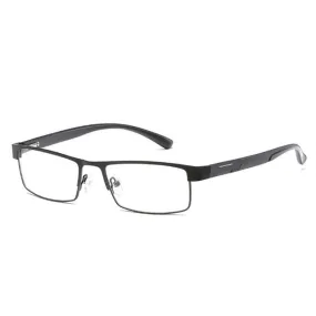 Simple Matel Frame Reading Glasses Hyperopia Eyeglasses  1.00D(Matte Black)