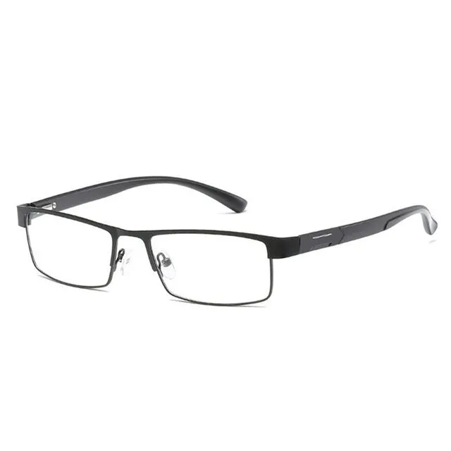 Simple Matel Frame Reading Glasses Hyperopia Eyeglasses  1.00D(Matte Black)