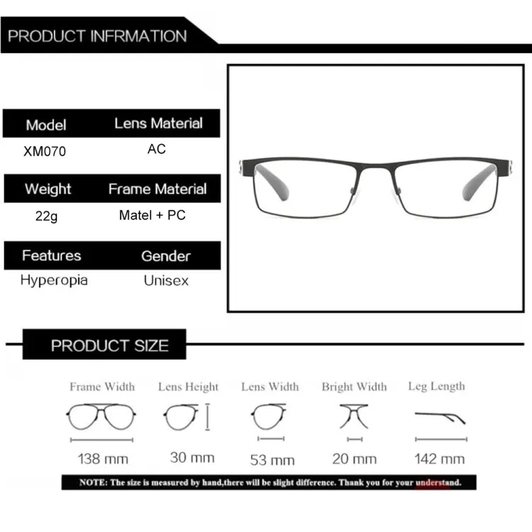 Simple Matel Frame Reading Glasses Hyperopia Eyeglasses  1.00D(Matte Black)