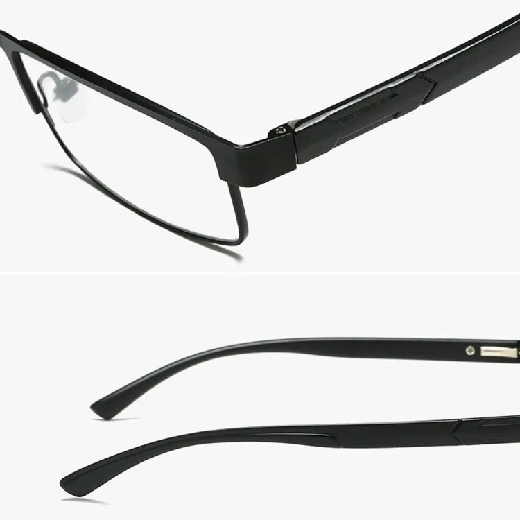 Simple Matel Frame Reading Glasses Hyperopia Eyeglasses  1.00D(Matte Black)