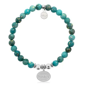 Sister Charm with Blue Opal Jade Charity Bracelet
