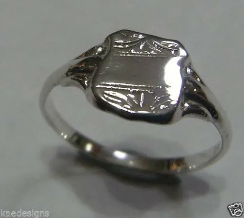 Size L Genuine New Small Genuine Sterling Silver Shield Signet Ring 239