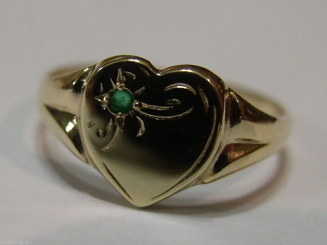 Size O 1/2  Genuine 9ct 9K Yellow, Rose or White Gold Green Tsavorite Garnet Signet Ring 265