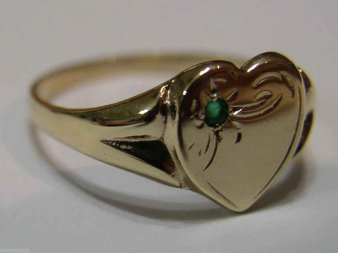 Size O 1/2  Genuine 9ct 9K Yellow, Rose or White Gold Green Tsavorite Garnet Signet Ring 265